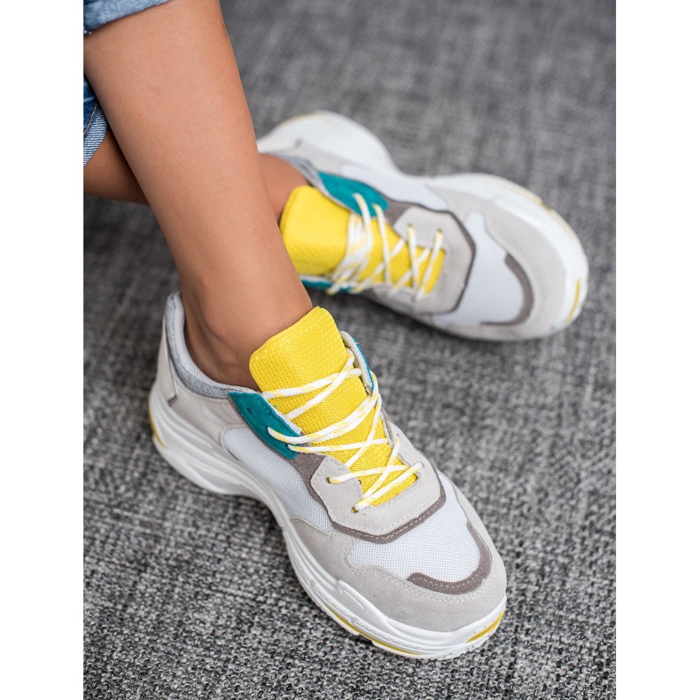 SHELOVET Încălțăminte sport cu șiret gri galben 1