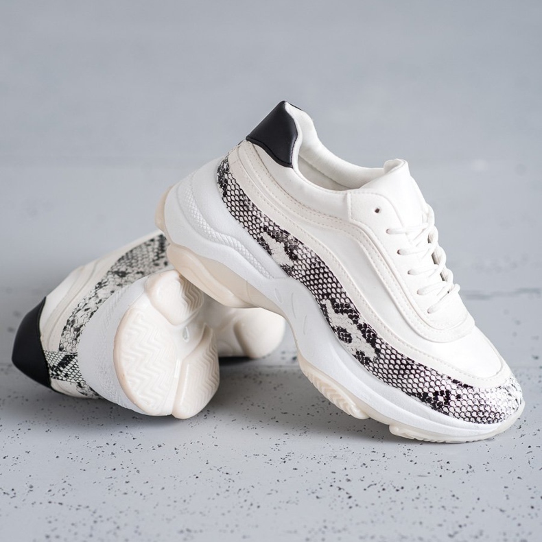 SHELOVET Snake Print Trainers alb multicolor 2