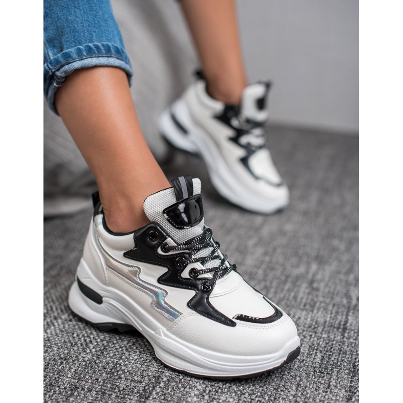 SHELOVET Pantofi sport din piele ecologică alb multicolor 1