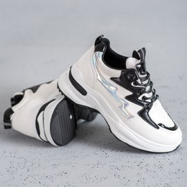 SHELOVET Pantofi sport din piele ecologică alb multicolor 3