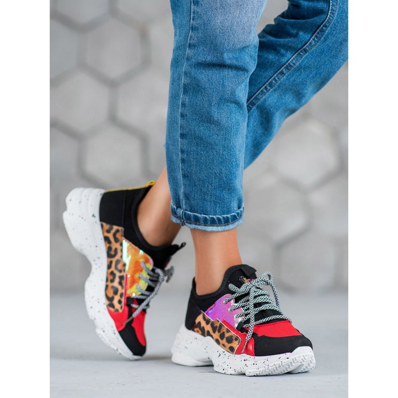 SHELOVET Pantofi sport cu imprimeu leopard roșu multicolor 2 SHELOVET Pantofi sport cu imprimeu leopard roșu multicolor 2