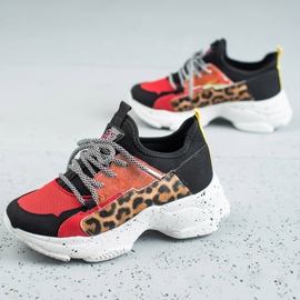 SHELOVET Pantofi sport cu imprimeu leopard roșu multicolor 1 SHELOVET Pantofi sport cu imprimeu leopard roșu multicolor 1