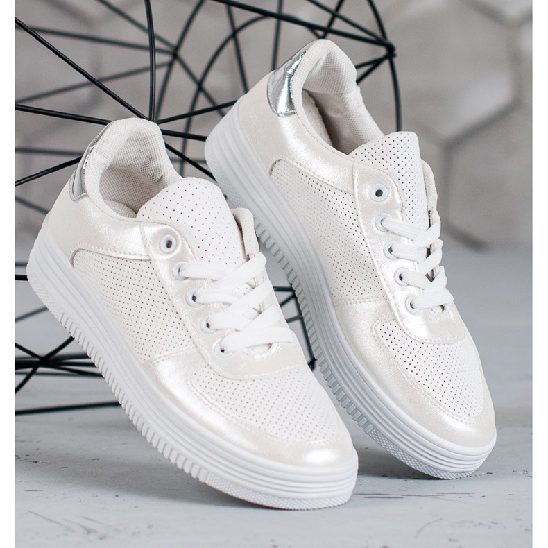 Jumex Pantofi sport legați alb 1