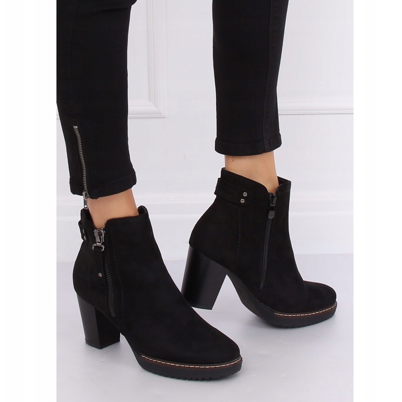 Cizme negre de piele de căprioară 8B856 negre cu toc înalt negru 2 Cizme negre de piele de căprioară 8B856 negre cu toc înalt negru 2