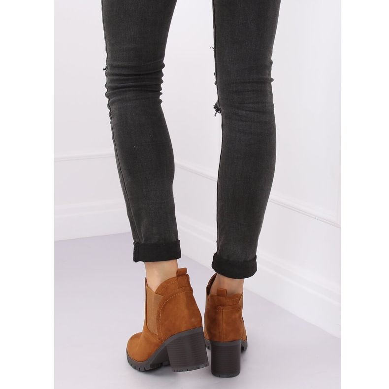 Cizme Chelsea tocuri înalte camel 8B879 Camel maro 1