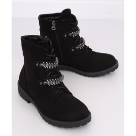 Cizme negre cu cordon H8-118 Negre negru 2 Cizme negre cu cordon H8-118 Negre negru 2
