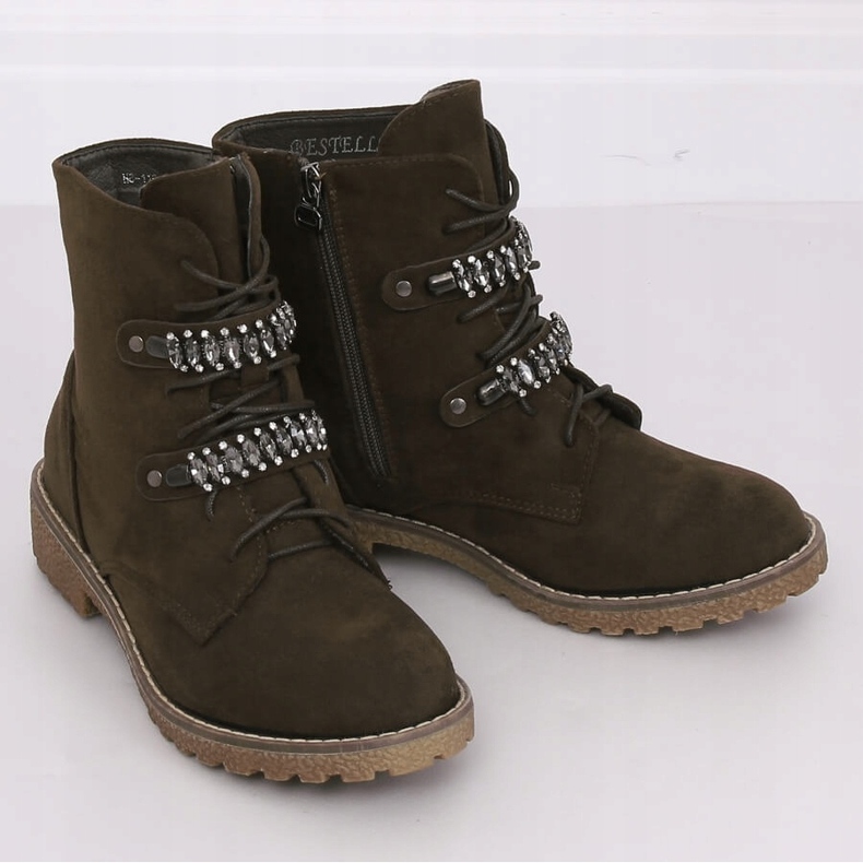 Cizme verzi cu dantelă H8-118 Verde 1