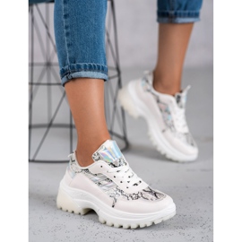 SHELOVET Adidași cu imprimeu șarpe alb 1