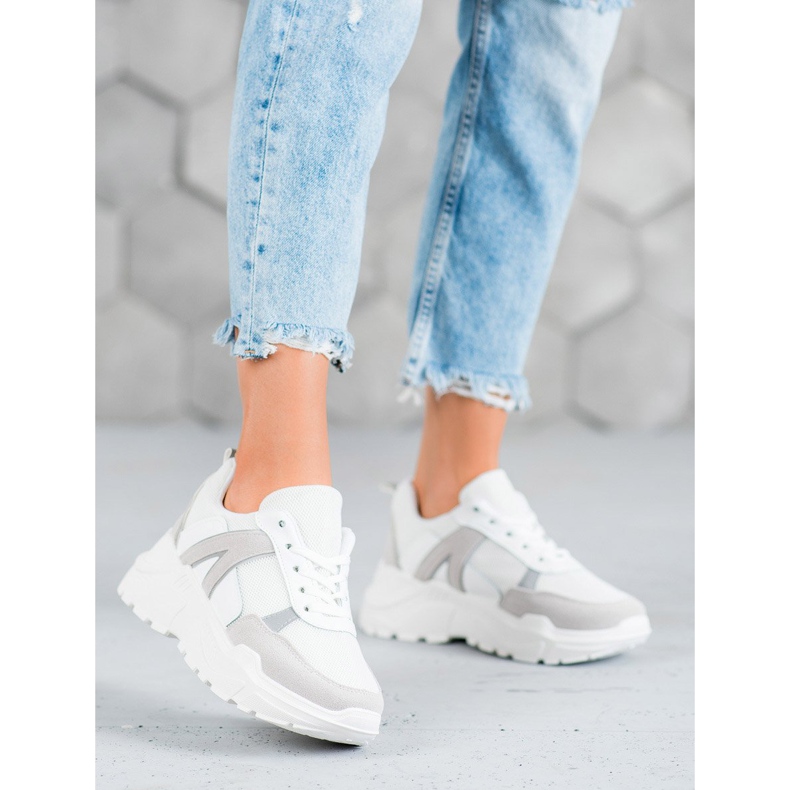 SHELOVET Încălțăminte legată pe platformă alb 2