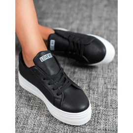 SHELOVET Pantofi negri pe platformă negru 1