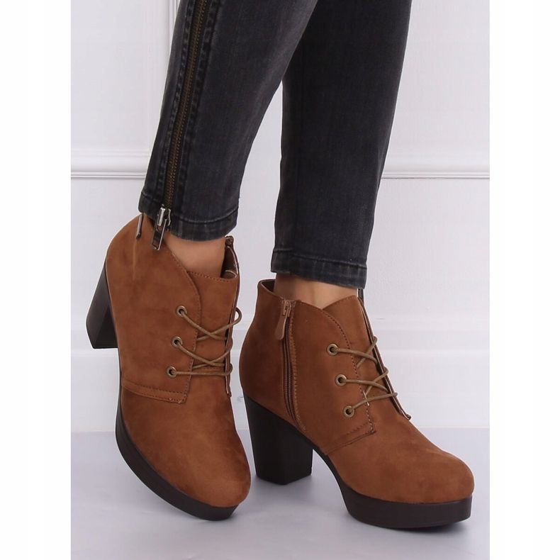 Încălțăminte cu toc 8B883 Maro kaki 2