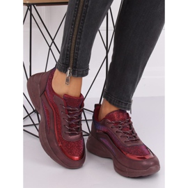 BY-082 Pantofi sport de culoare roșie Wine Red roșu 2