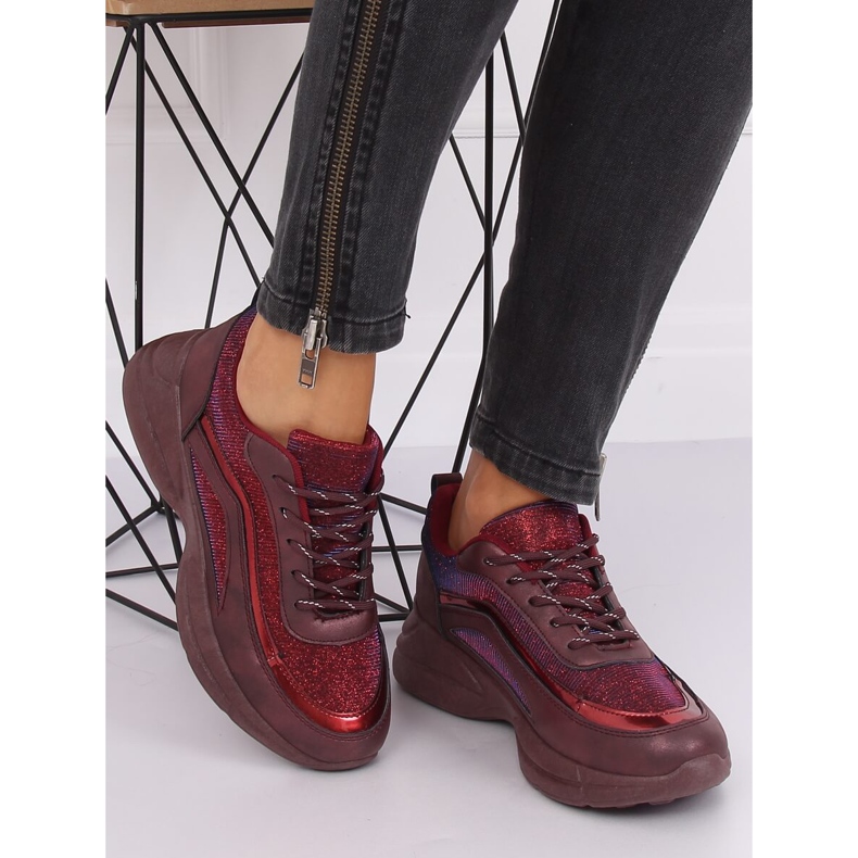 BY-082 Pantofi sport de culoare roșie Wine Red roșu 2
