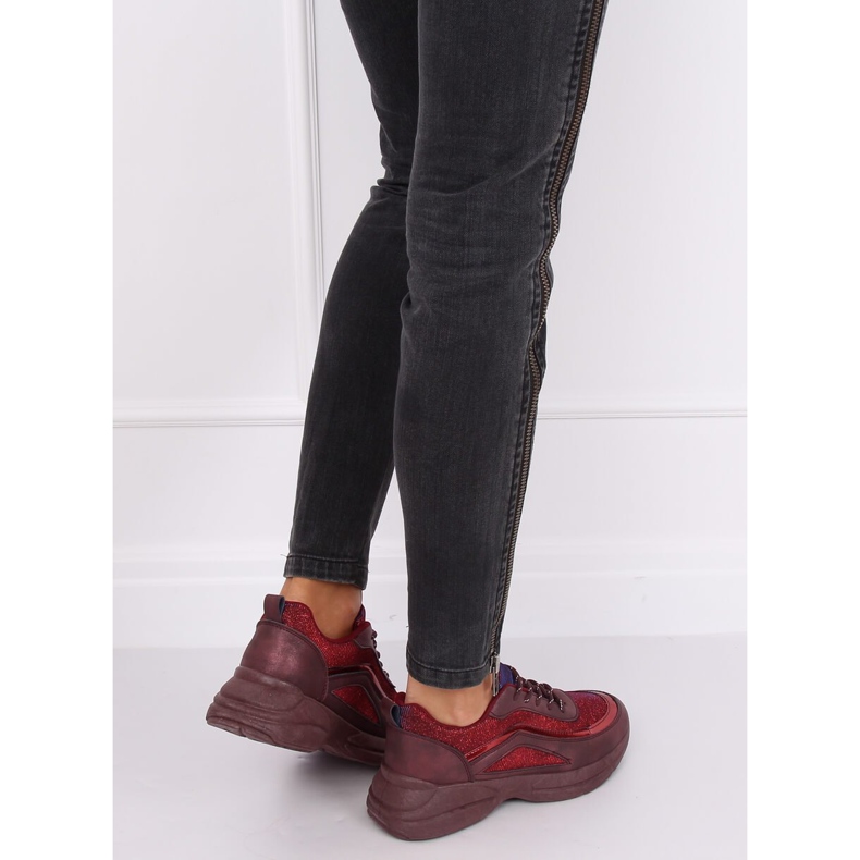 BY-082 Pantofi sport de culoare roșie Wine Red roșu 1