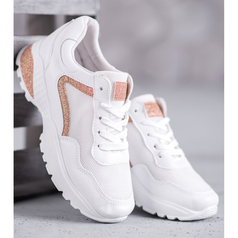 SHELOVET Încălțăminte sport cu sclipici alb 1