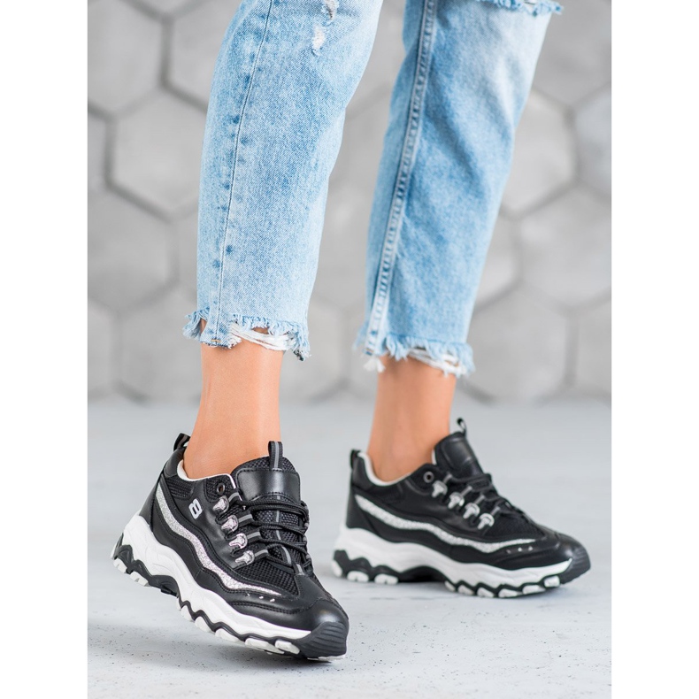 Yes Mile Adidași cu sclipici negru 1