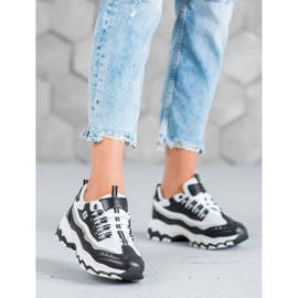 Yes Mile Adidași cu sclipici alb negru 2