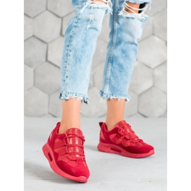 SHELOVET Pantofi sport din piele de căprioară roșu 2