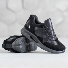 SHELOVET Pantofi sport din piele de căprioară negru 2