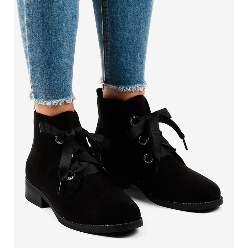 Cizme din piele de căprioară negre K123 negru 1 Cizme din piele de căprioară negre K123 negru 1