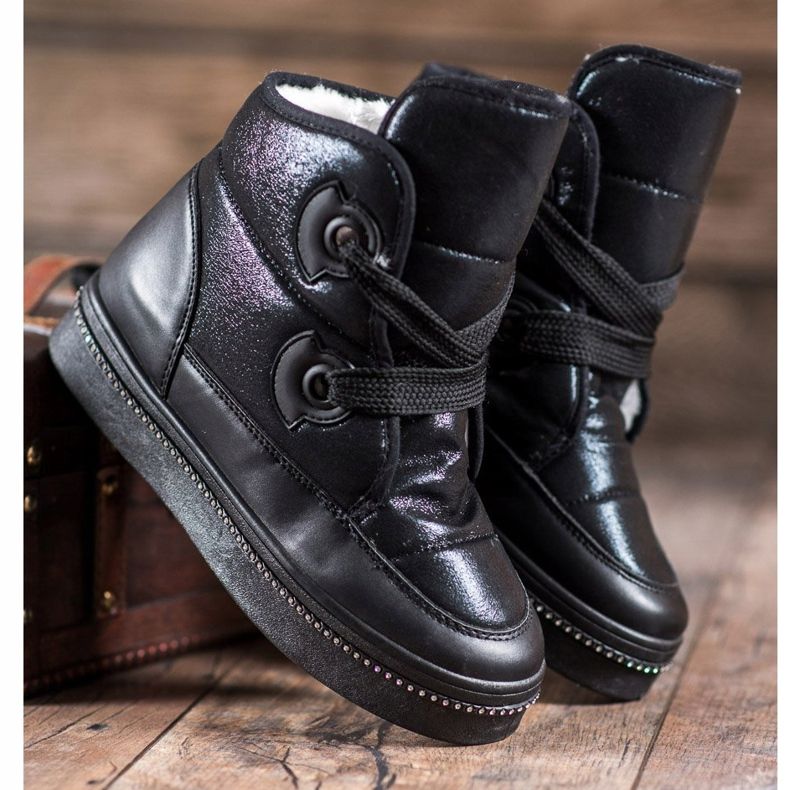 RTX WALK Ghete de zăpadă cu cristale negru 1 RTX WALK Ghete de zăpadă cu cristale negru 1