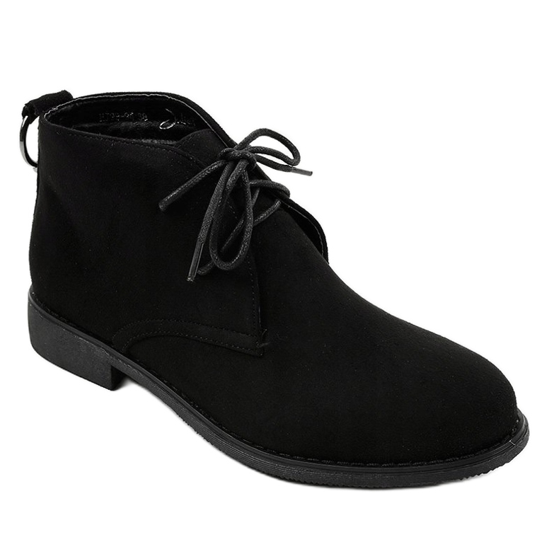 Botine negre din piele de căprioară cu toc plat HJ99-94 negru 1 Botine negre din piele de căprioară cu toc plat HJ99-94 negru 1