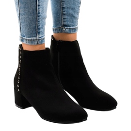 Botine negre din piele de căprioară pe stâlpul Z179 negru 1