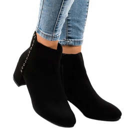 Botine negre din piele de căprioară pe stâlpul Z179 negru 2