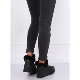 Adidași negri cu gleznă cu blană W19-29 Negru 1