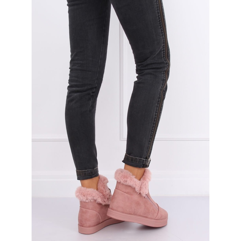 Adidași roz cu gleznă cu blană W19-29 Roz 2