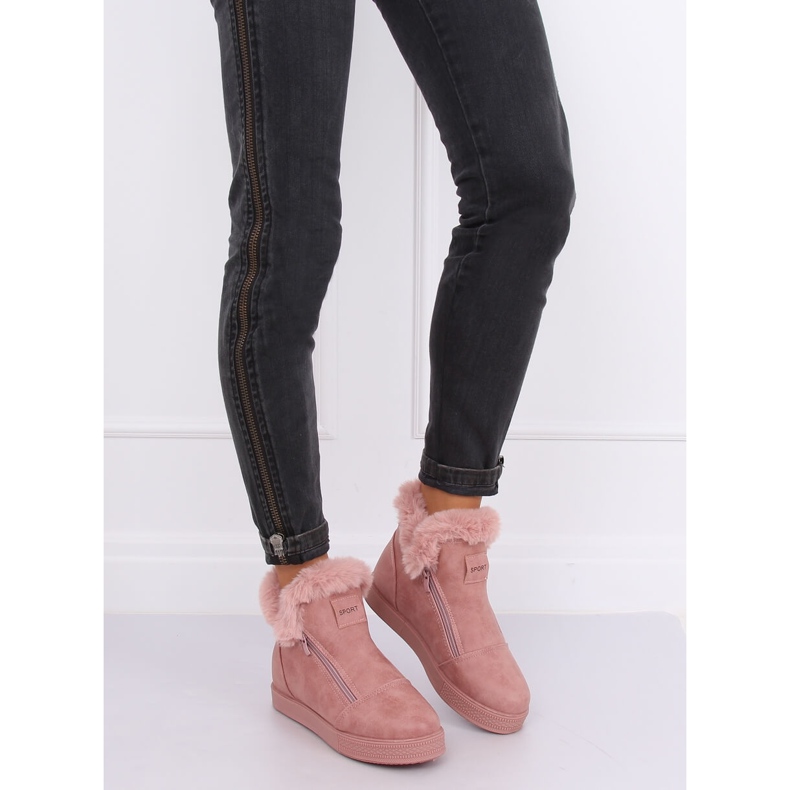 Adidași roz cu gleznă cu blană W19-29 Roz 1