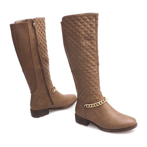 Cizme călduroase matlasate 16072 Kaki multicolor verde 2