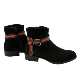 Botine negre din piele de căprioară cu cataramă 6119 negru 2