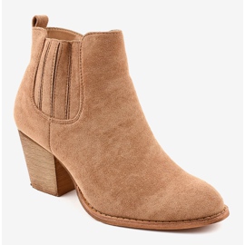 Cizme din piele de căprioară bej pe stâlpul SA-3338 1