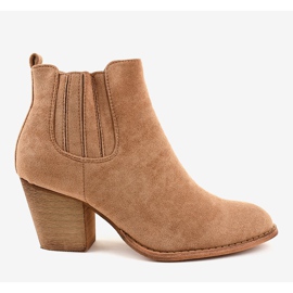 Cizme din piele de căprioară bej pe stâlpul SA-3338 2