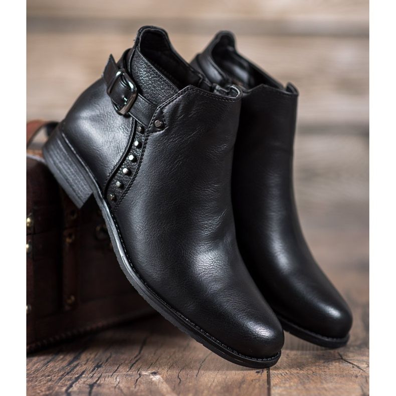 Cm Paris Cizme cu toc plat negru 1