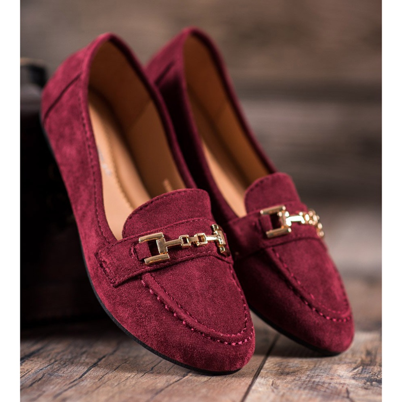 Abloom Domnii din piele de căprioară cu ornament roșu 2