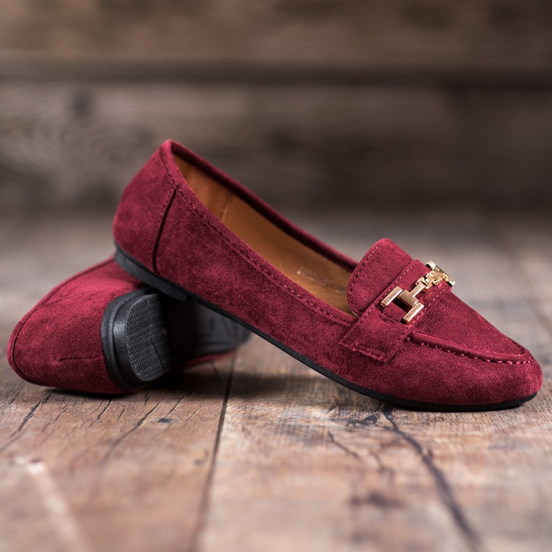 Abloom Domnii din piele de căprioară cu ornament roșu 1