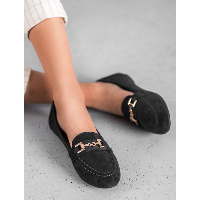 Abloom Domnii din piele de căprioară cu ornament negru 1