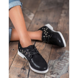 SHELOVET Pantofi legați cu piele ecologică negru 1