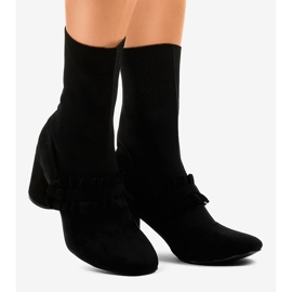 Ghete negre din piele intoarsa pe stâlpul LL-102P negru 1 Ghete negre din piele intoarsa pe stâlpul LL-102P negru 1