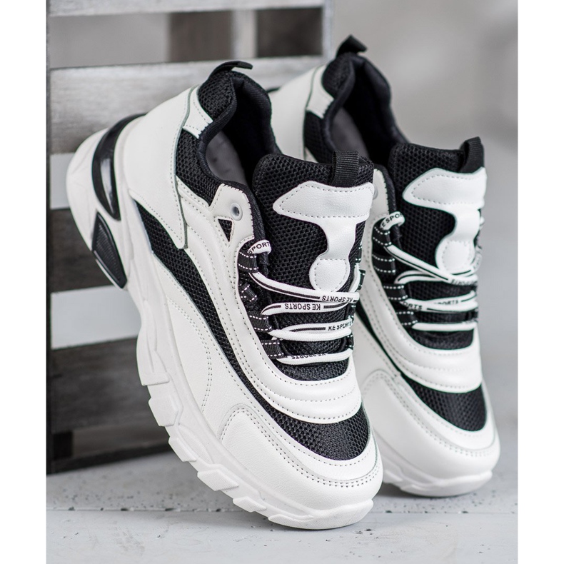 SHELOVET Adidași de modă alb negru 2