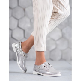 SHELOVET Pantofi legați cu piele ecologică gri 1