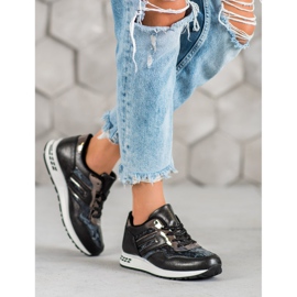 SHELOVET Adidași cu imprimeu șarpe negru 2