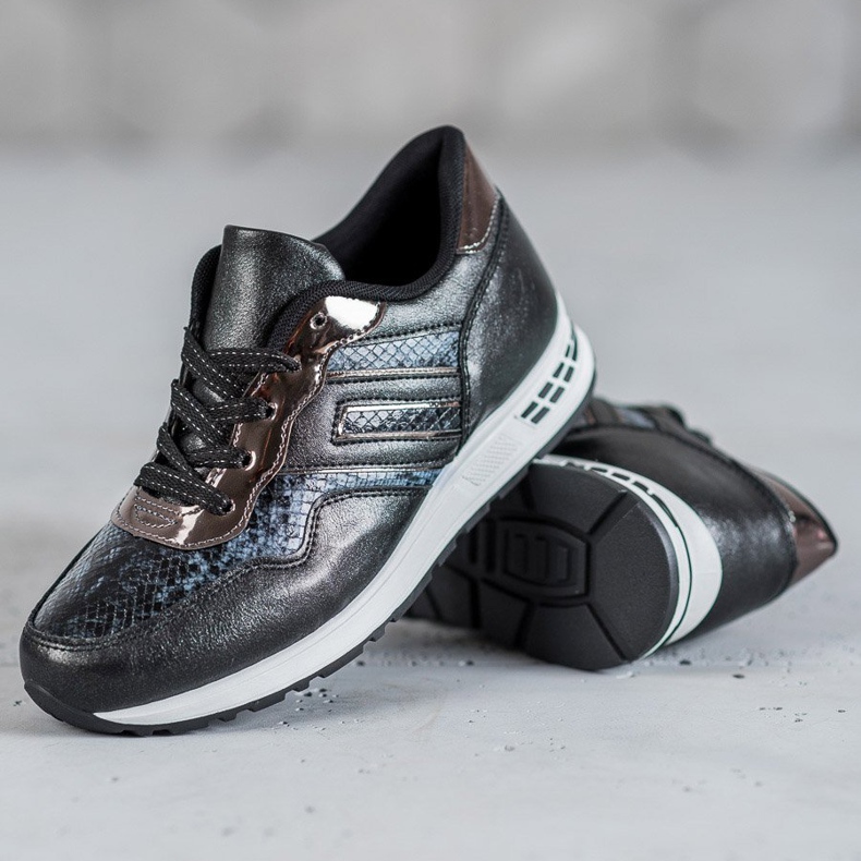 SHELOVET Adidași cu imprimeu șarpe negru 1