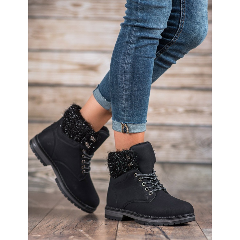 SHELOVET Trappers With Glitter negru 1