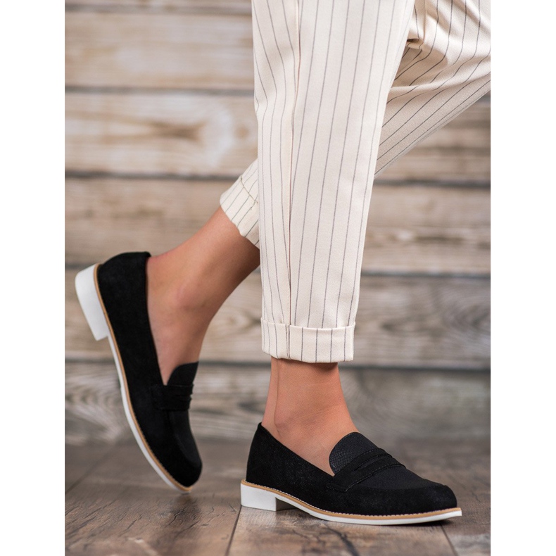 Bestelle Mocasini cu sclipici negru 1