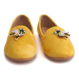 Balerini din piele de căprioară cu o linie de păr 9988 Galben 1