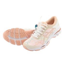 Pantofi de alergare Asics gel Kayano 24 Lite Show W T8A9N-0101 alb maro portocale verde 4