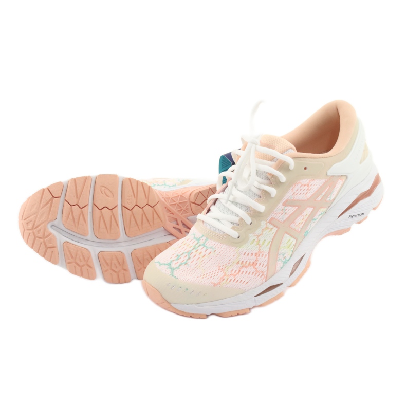 Pantofi de alergare Asics gel Kayano 24 Lite Show W T8A9N-0101 alb maro portocale verde 4
